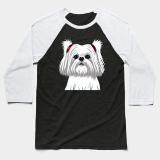 Cute Little Crusty White Dog Maltese Shih Tzu Mom with Fluffy Curly Haired Baseball T-Shirt